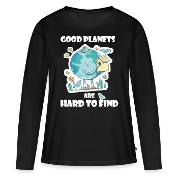Climate change is real | Climate protection - Women's Premium Organic Long Sleeve Shirt - black - Front - Julia (174cm)