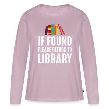 If Found Please Return to Library - Frauen Premium Bio Langarmshirt - Altrosa - Vorne - Julia (174cm)