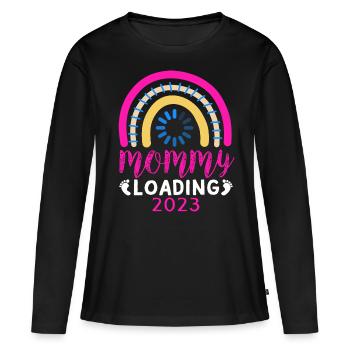 Mama loading 2023, werdende Mutter 2023 - Frauen Premium Bio Langarmshirt - Schwarz - Vorne - Julia (174cm)