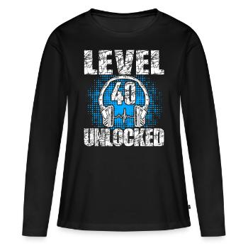 Level 40 Unlocked Geburtstagsgeschenk 40 Jahre - Frauen Premium Bio Langarmshirt - Schwarz - Vorne - Julia (174cm)