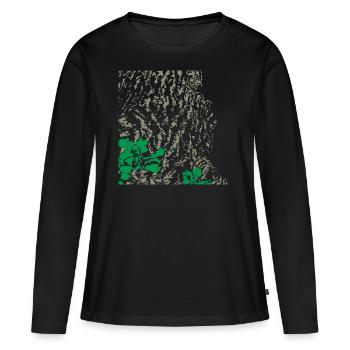 Eiche Eichenbaum Rinde - Frauen Premium Bio Langarmshirt - Schwarz - Vorne - Julia (174cm)