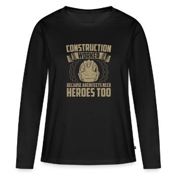 Couvreur - T-shirt manches longues Premium bio Femme - noir - Devant - Julia (174cm)