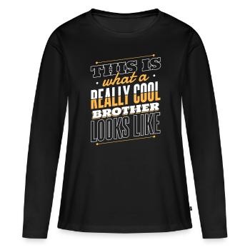 Frère Grand Frère Frère Famille - T-shirt manches longues Premium bio Femme - noir - Devant - Julia (174cm)