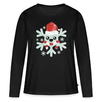 Flocon de neige Flocons de neige Neige de Noël - T-shirt manches longues Premium bio Femme - noir - Devant - Julia (174cm)