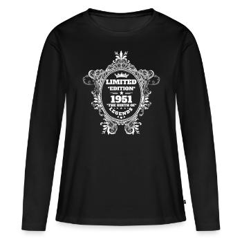 1951 - Women's Premium Organic Long Sleeve Shirt - black - Front - Julia (174cm)