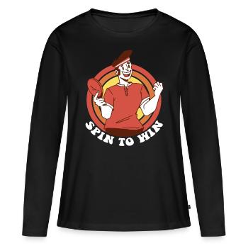 Spin To Win Pingpong Outfit Table Tennis Player - Women's Premium Organic Long Sleeve Shirt - black - Front - Julia (174cm)