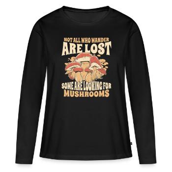 Champignons Champignons Champignon Champignon - T-shirt manches longues Premium bio Femme - noir - Devant - Julia (174cm)