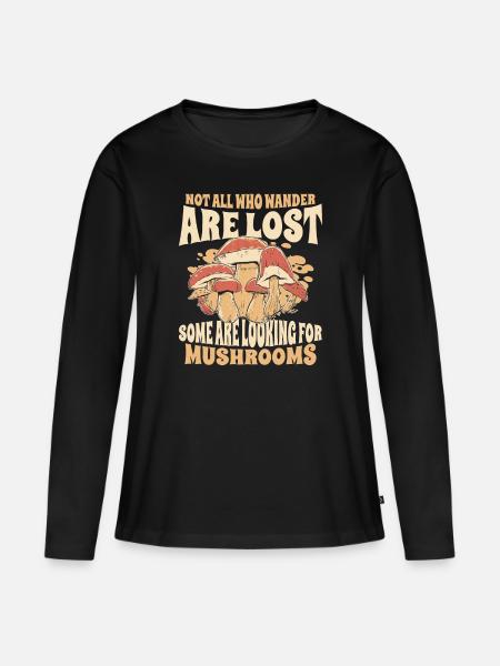 Pilz Pilze Funghi Champignon - Frauen Premium Bio Langarmshirt - Schwarz