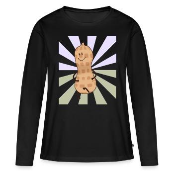 Erdnuss Nuss Nüsse frech fröhlich Kind Baby - Frauen Premium Bio Langarmshirt - Schwarz - Vorne - Julia (174cm)