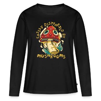 Champignons Champignons Champignon Champignon - T-shirt manches longues Premium bio Femme - noir - Devant - Julia (174cm)