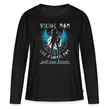 Schildmaid -Viking Mom - Like a normal mom - Women's Premium Organic Long Sleeve Shirt - black - Front - Julia (174cm)