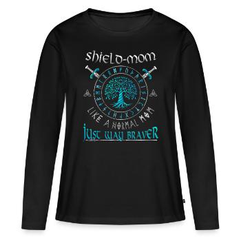 Schildmaid -Shield-Mom- Like a normal mom - Women's Premium Organic Long Sleeve Shirt - black - Front - Julia (174cm)