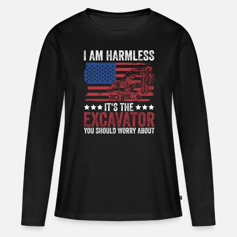 Bagger Baggerfahren Baggerfahrer - Frauen Premium Bio Langarmshirt - Schwarz