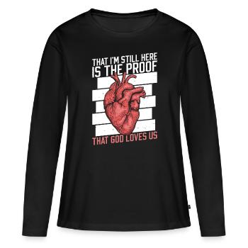 Herztransplantations Herz OP Herzoperation - T-shirt manches longues Premium bio Femme - noir - Devant - Julia (174cm)