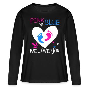Enceinte, Bébé en route, Grossesse - T-shirt manches longues Premium bio Femme - noir - Devant - Julia (174cm)