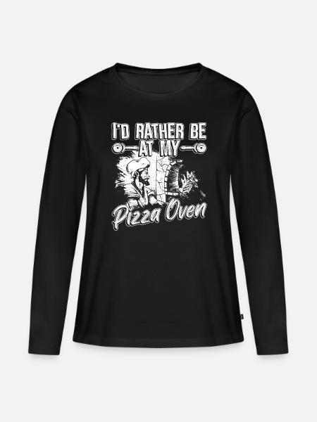 Pizza Pizzabacken Pizzabäcker - Frauen Premium Bio Langarmshirt - Schwarz