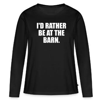 Lustig Ich würde eher in der Scheune - Frauen Premium Bio Langarmshirt - Schwarz - Vorne - Julia (174cm)