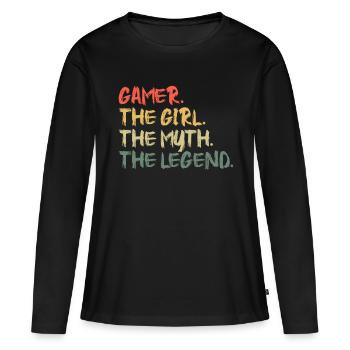 Gamer Das Mädchen Der Mythos Die Legende - Frauen Premium Bio Langarmshirt - Schwarz - Vorne - Julia (174cm)