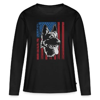 Deutscher Schäferhund USA - Frauen Premium Bio Langarmshirt - Schwarz - Vorne - Julia (174cm)