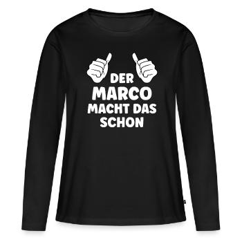 Marco Lustiger Spruch Vorname Name Marco - Frauen Premium Bio Langarmshirt - Schwarz - Vorne - Julia (174cm)