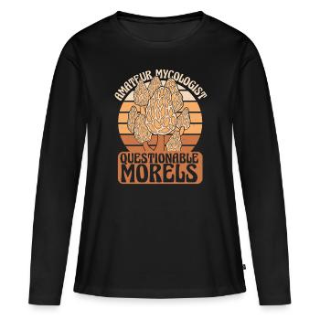 Champignons Champignons Champignon Champignon - T-shirt manches longues Premium bio Femme - noir - Devant - Julia (174cm)