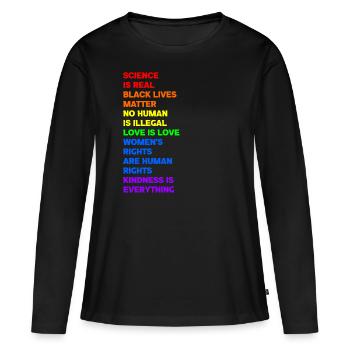 Wissenschaft ist echt Schwarze Leben - Frauen Premium Bio Langarmshirt - Schwarz - Vorne - Julia (174cm)