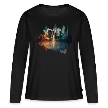 city in an artistic - T-shirt manches longues Premium bio Femme - noir - Devant - Julia (174cm)