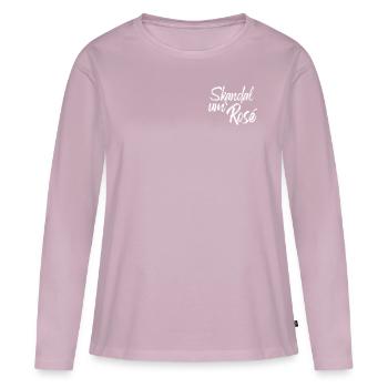 Fête du vin rosé Scandale Petit-déjeuner au marché - T-shirt manches longues Premium bio Femme - rose poudré - Devant - Julia (174cm)