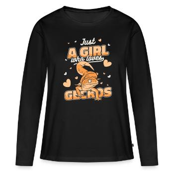 Lézard de Gecko Gecko - T-shirt manches longues Premium bio Femme - noir - Devant - Julia (174cm)