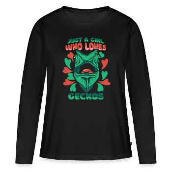 Lézard de Gecko Gecko - T-shirt manches longues Premium bio Femme - noir - Devant - Julia (174cm)