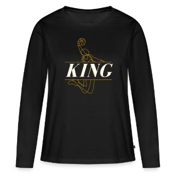 Drôle de basketteur King Slam - T-shirt manches longues Premium bio Femme - noir - Devant - Julia (174cm)