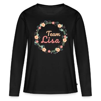 Équipe Lisa - Bride JGA - T-shirt manches longues Premium bio Femme - noir - Devant - Julia (174cm)