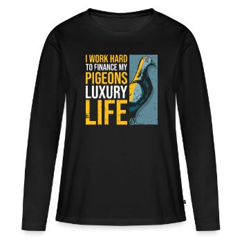 Taubenzüchter Und Taubenzucht Taubenrasse - Frauen Premium Bio Langarmshirt - Schwarz - Vorne - Julia (174cm)