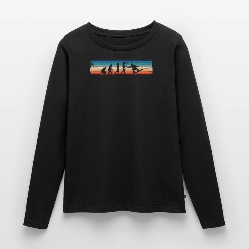 Retro Snowboard Evolution - Fun T-shirt manches longues Premium bio Femme