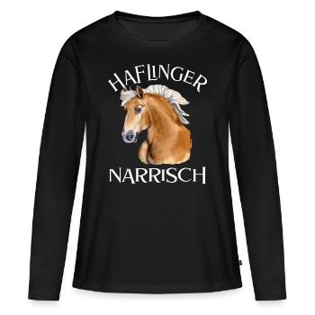 Haflinger Foolish - T-shirt manches longues Premium bio Femme - noir - Devant - Julia (174cm)