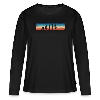Retro Breakdancing Evolution - Fun - T-shirt manches longues Premium bio Femme - noir - Devant - Julia (174cm)