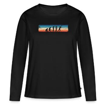 Evolution des Baseballs — - Frauen Premium Bio Langarmshirt - Schwarz - Vorne - Julia (174cm)