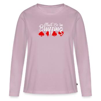 Faites-moi confiance dans Bluffing - Drôle - T-shirt manches longues Premium bio Femme - rose poudré - Devant - Julia (174cm)