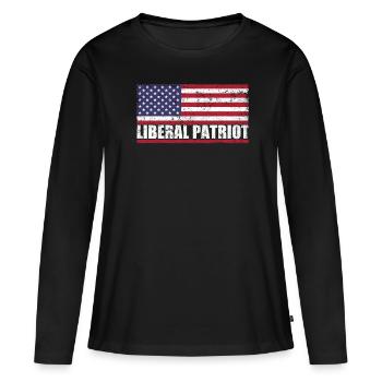 Libéral Patriote USA Drapeau Patriotique - T-shirt manches longues Premium bio Femme - noir - Devant - Julia (174cm)