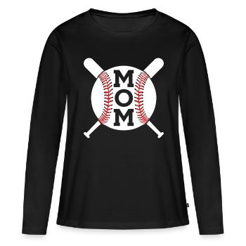 MAMA BASEBALL MOM MUTTERTAG - Frauen Premium Bio Langarmshirt - Schwarz - Vorne - Julia (174cm)