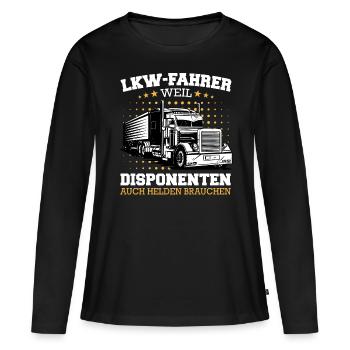 LKW Fahrer Fernfahrer Lastkraftwagenfahrer - Frauen Premium Bio Langarmshirt - Schwarz - Vorne - Julia (174cm)