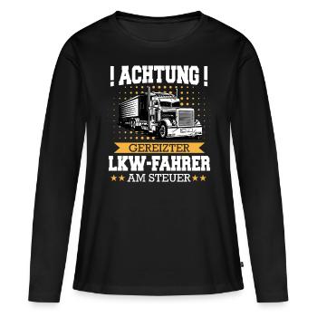 LKW Fahrer Fernfahrer Lastkraftwagenfahrer - Frauen Premium Bio Langarmshirt - Schwarz - Vorne - Julia (174cm)