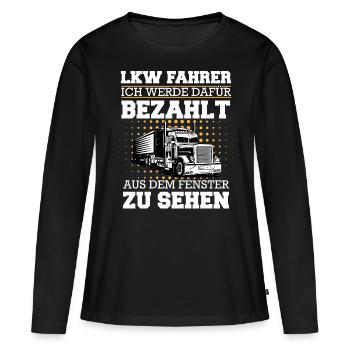 LKW Fahrer Fernfahrer Lastkraftwagenfahrer - Frauen Premium Bio Langarmshirt - Schwarz - Vorne - Julia (174cm)