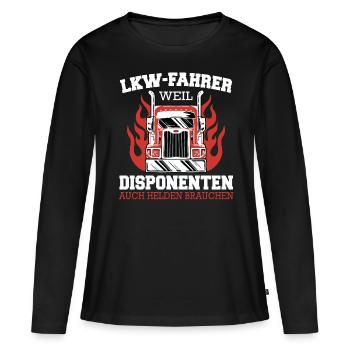 LKW Fahrer Fernfahrer Lastkraftwagenfahrer - Frauen Premium Bio Langarmshirt - Schwarz - Vorne - Julia (174cm)