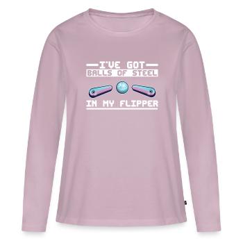 Retro-flipper-spieldesign Für Flipperspieler - T-shirt manches longues Premium bio Femme - rose poudré - Devant - Julia (174cm)