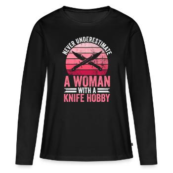 Messer Sammeln Frau Und Messer Sammlung - T-shirt manches longues Premium bio Femme - noir - Devant - Julia (174cm)