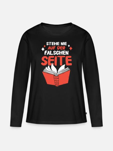 Buch Lesen Bücher Buch Nerd Bücherwurm - Frauen Premium Bio Langarmshirt - Schwarz