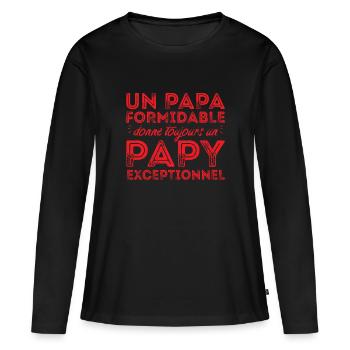 Papy exceptionnel ! - T-shirt manches longues Premium bio Femme - noir - Devant - Julia (174cm)