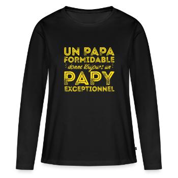 Papy exceptionnel ! - T-shirt manches longues Premium bio Femme - noir - Devant - Julia (174cm)