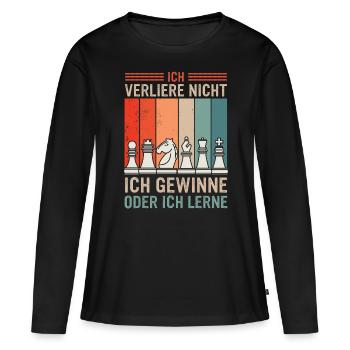 Schach Schachspieler Schachfigur - Frauen Premium Bio Langarmshirt - Schwarz - Vorne - Julia (174cm)